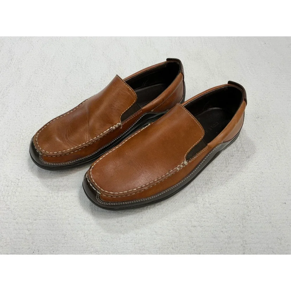 Cole Haan Mens Tan Brown Leather Slip On Loafers Venetian‎ Size 8.5 M